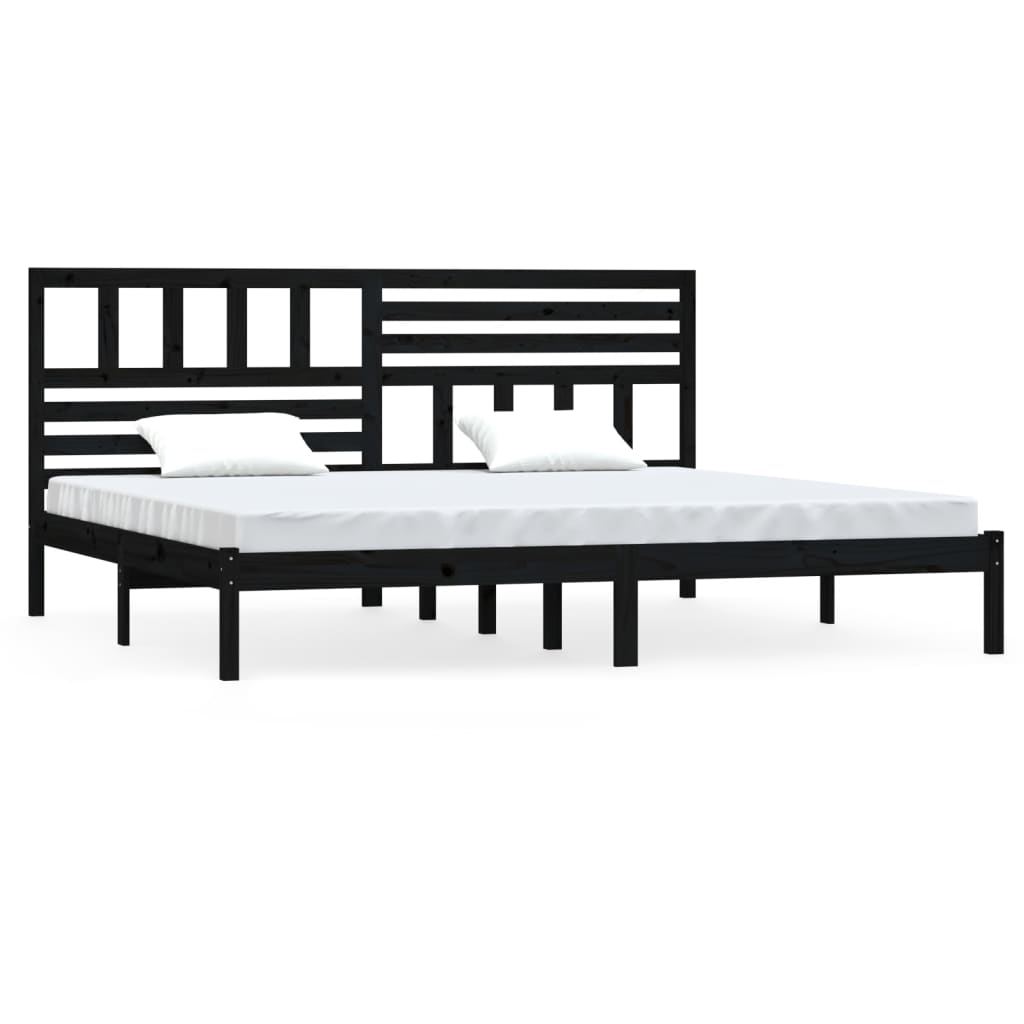 Estrutura de cama super king size 180x200 cm pinho maciço preto