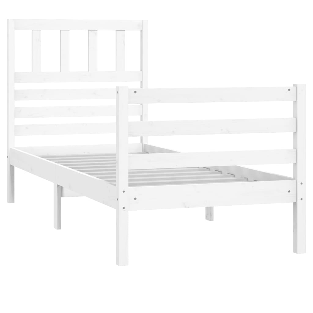 Estrutura de cama solteiro 90x190 cm madeira maciça branco