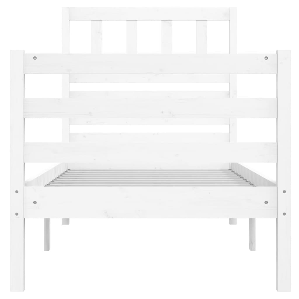 Estrutura de cama solteiro 90x190 cm madeira maciça branco