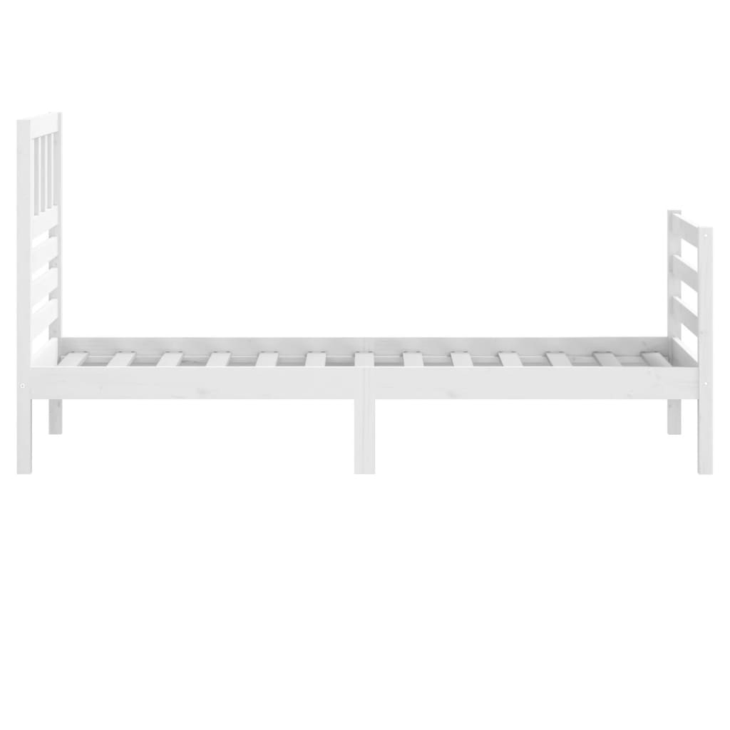 Estrutura de cama solteiro 90x190 cm madeira maciça branco