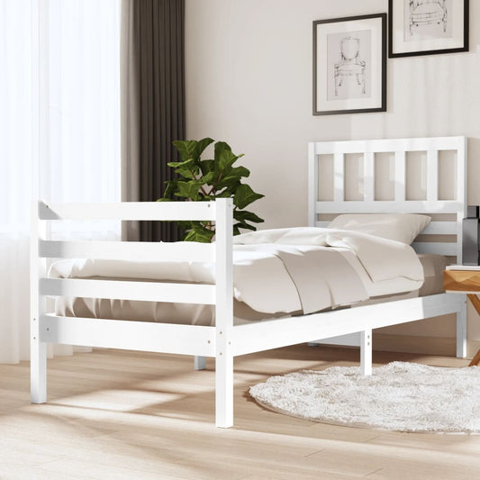 Estrutura de cama solteiro 90x190 cm madeira maciça branco