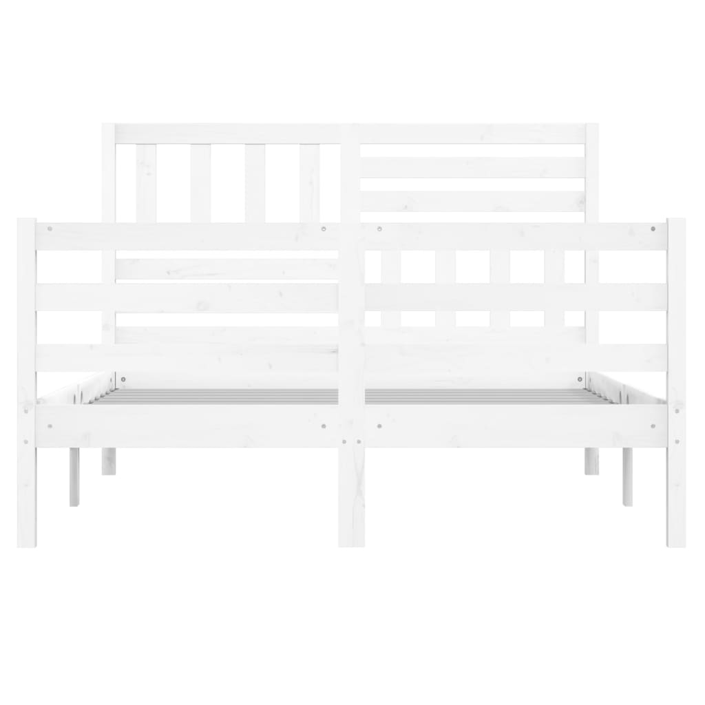 Estrutura de cama casal 135x190 cm madeira maciça branco