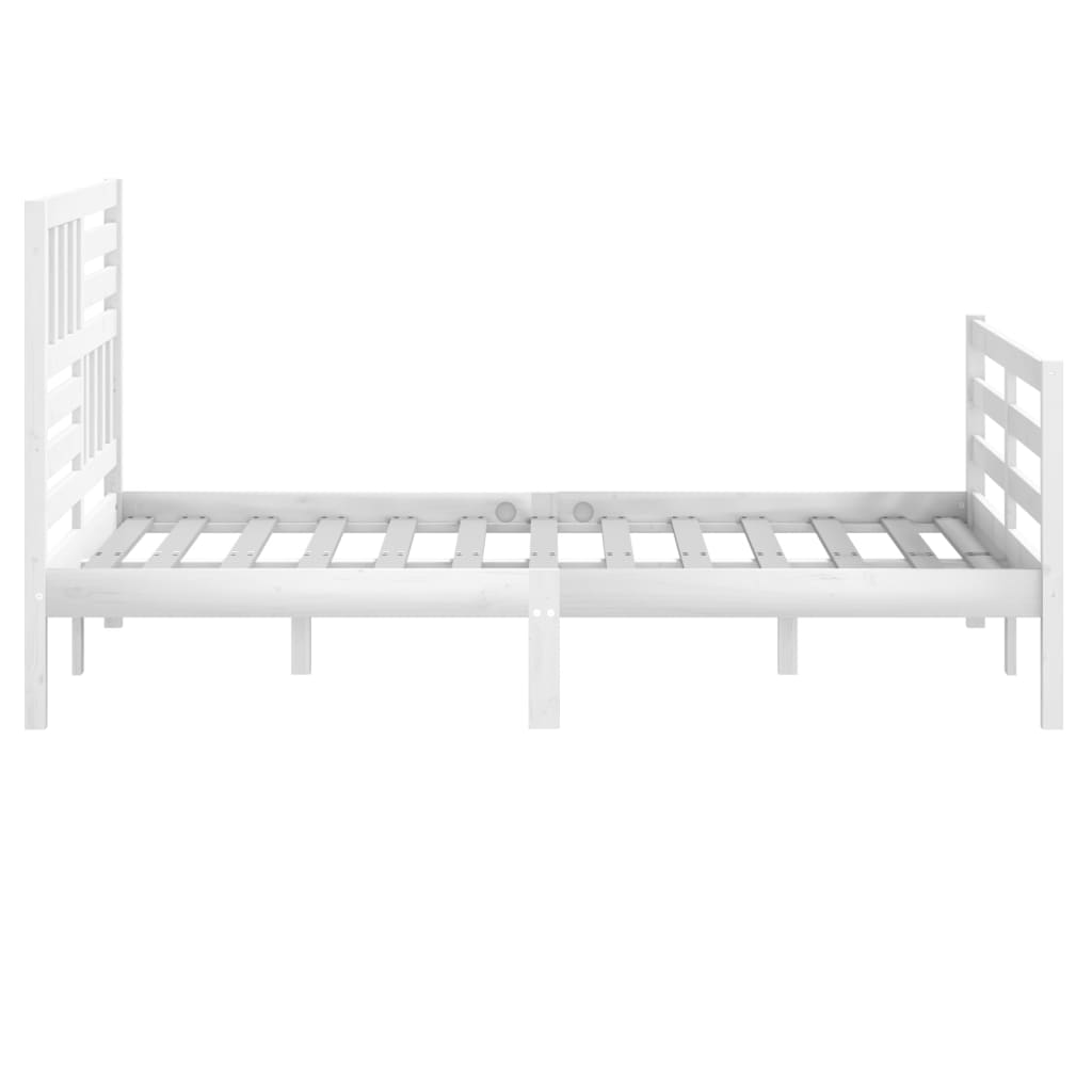 Estrutura de cama casal 135x190 cm madeira maciça branco