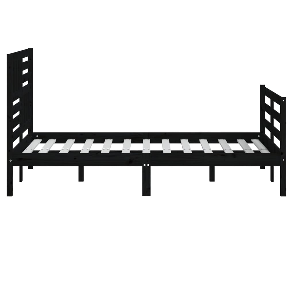 Estrutura de cama casal 135x190 cm madeira maciça preto