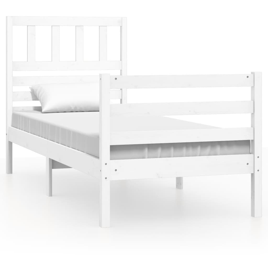 Estrutura de cama 90x200 cm madeira maciça branco