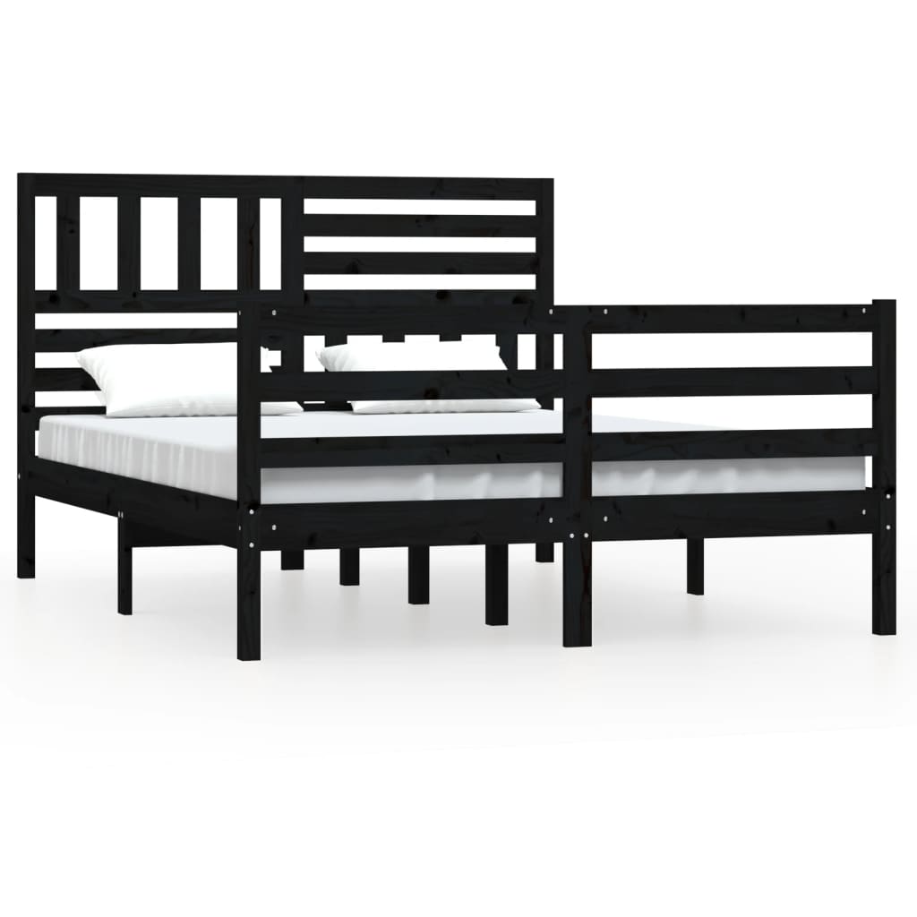 Estrutura de cama 140x200 cm madeira maciça preto