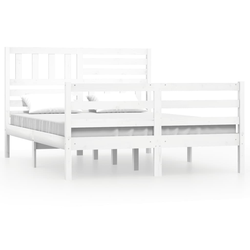 Estrutura de cama 160x200 cm madeira maciça branco