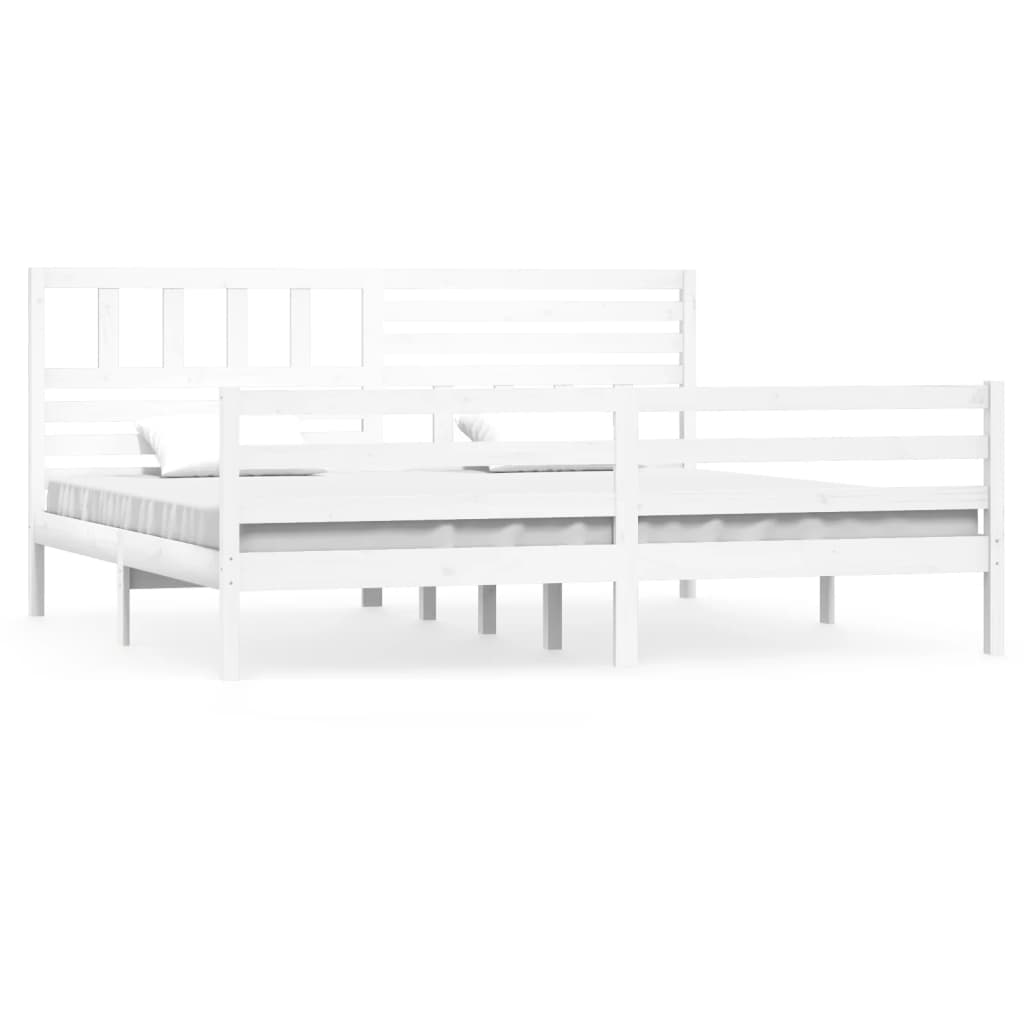 Estrutura de cama super king 180x200 cm madeira maciça branco