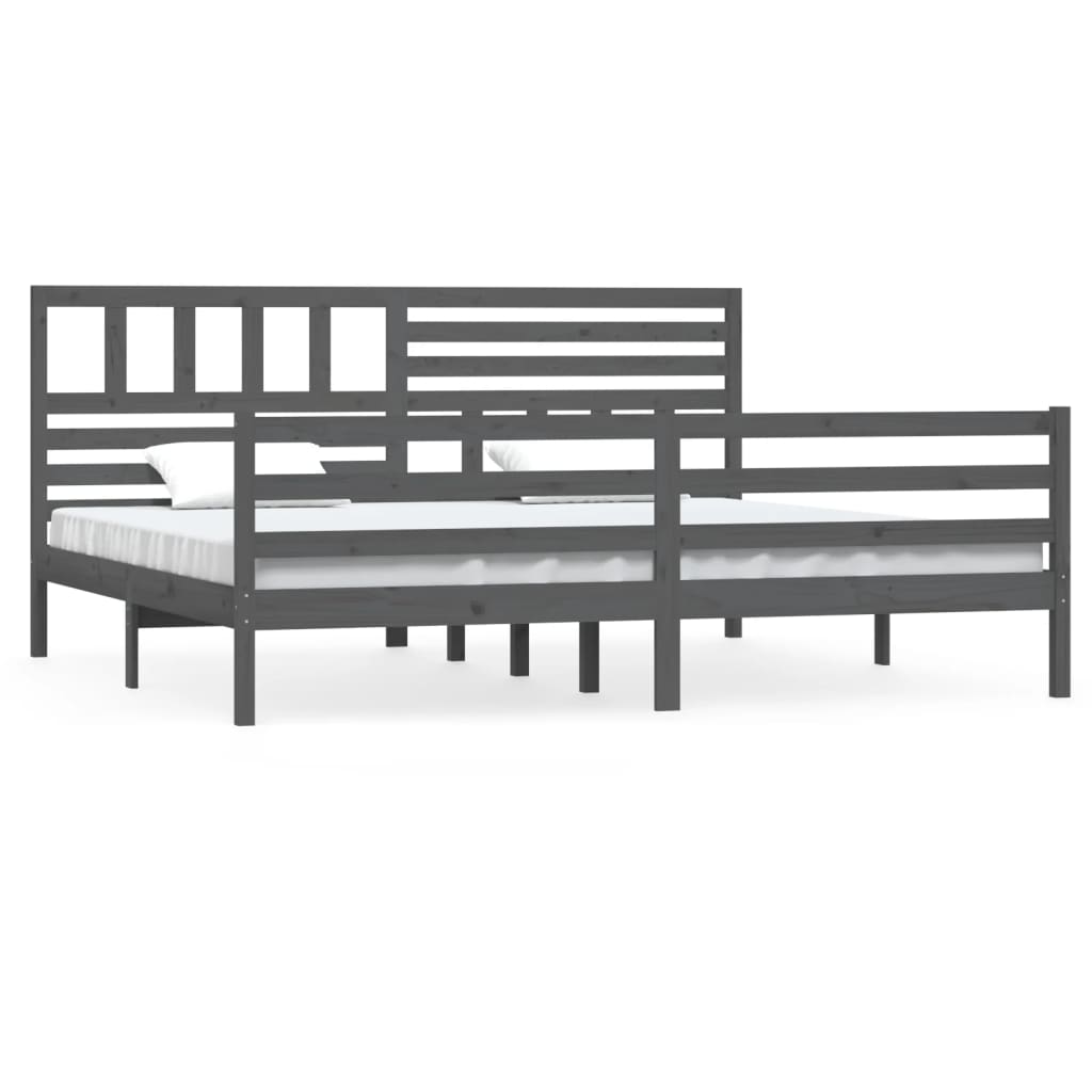 Estrutura de cama super king 180x200 cm madeira maciça cinza