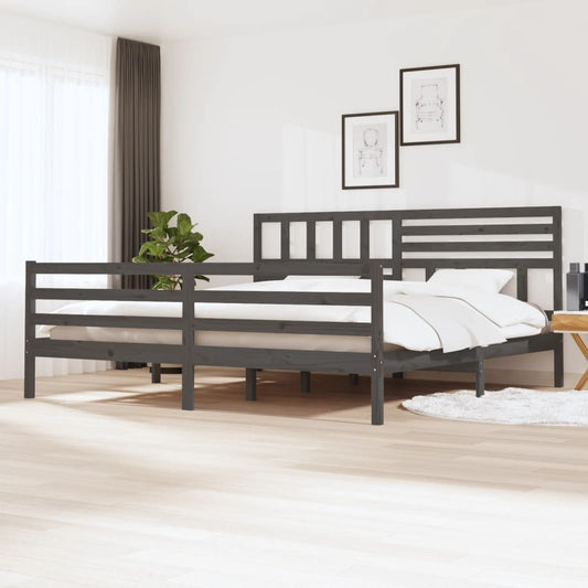 Estrutura de cama super king 180x200 cm madeira maciça cinza