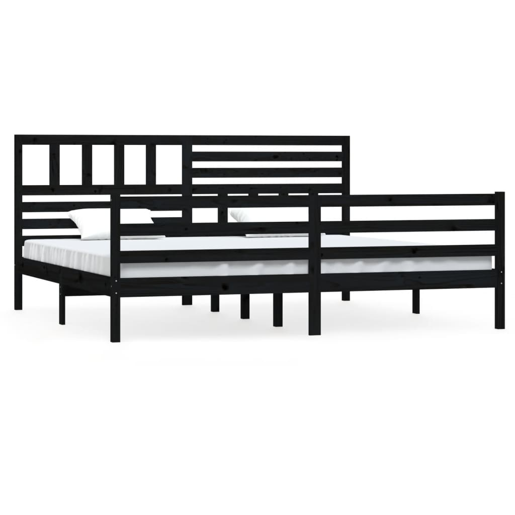 Estrutura de cama super king 180x200 cm madeira maciça preto