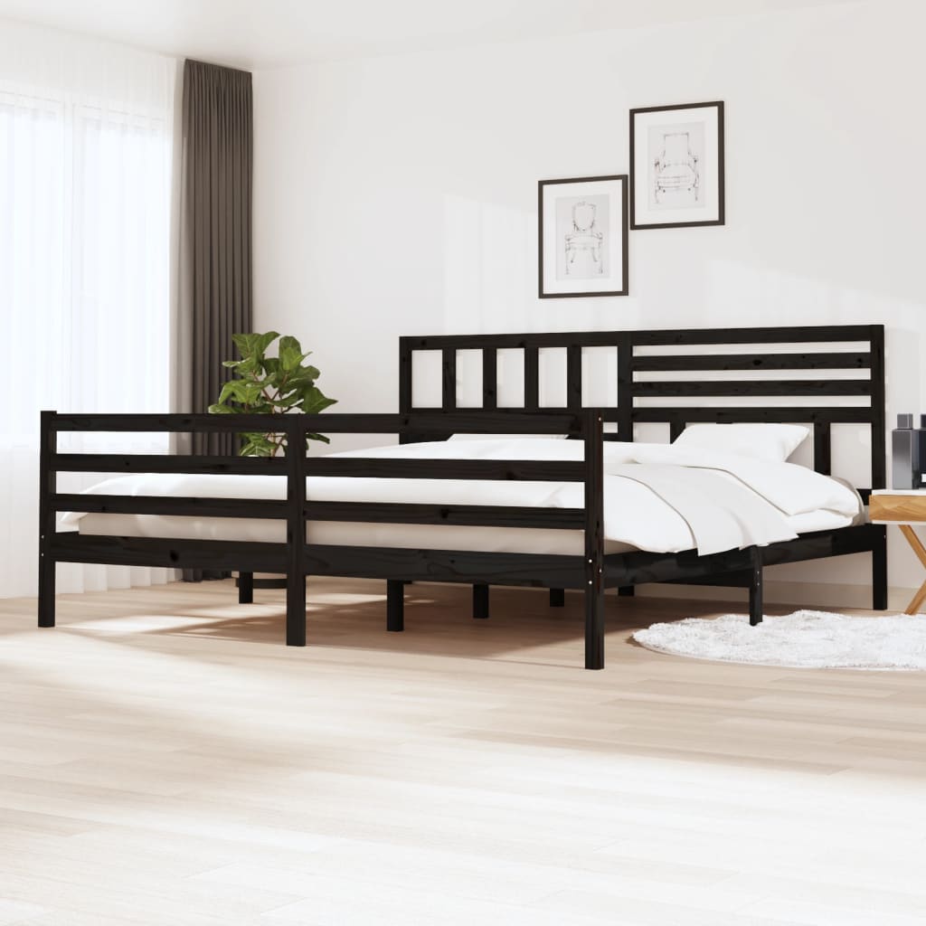 Estrutura de cama super king 180x200 cm madeira maciça preto