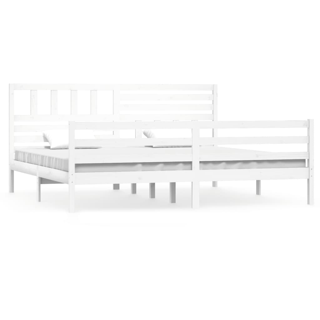 Estrutura de cama 200x200 cm madeira maciça branco