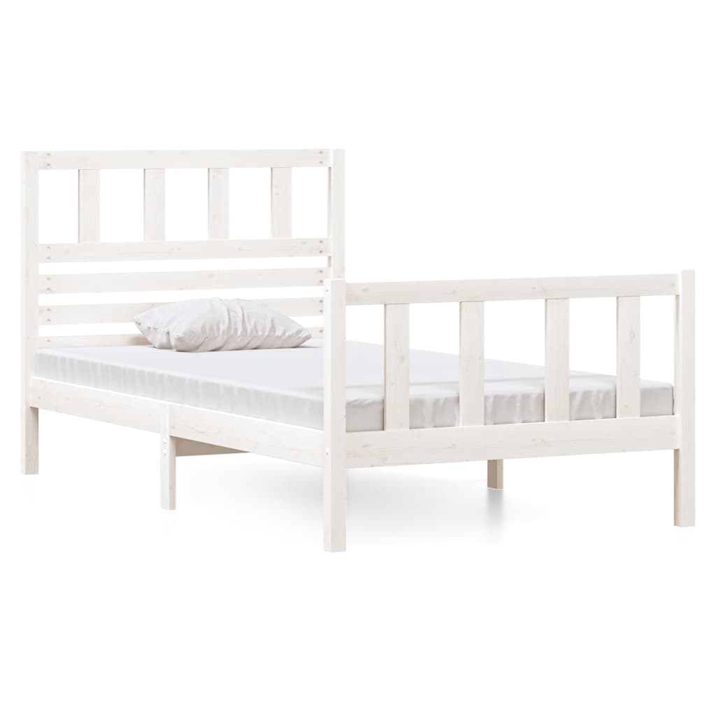 Estrutura de cama solteiro 90x190 cm madeira maciça branco