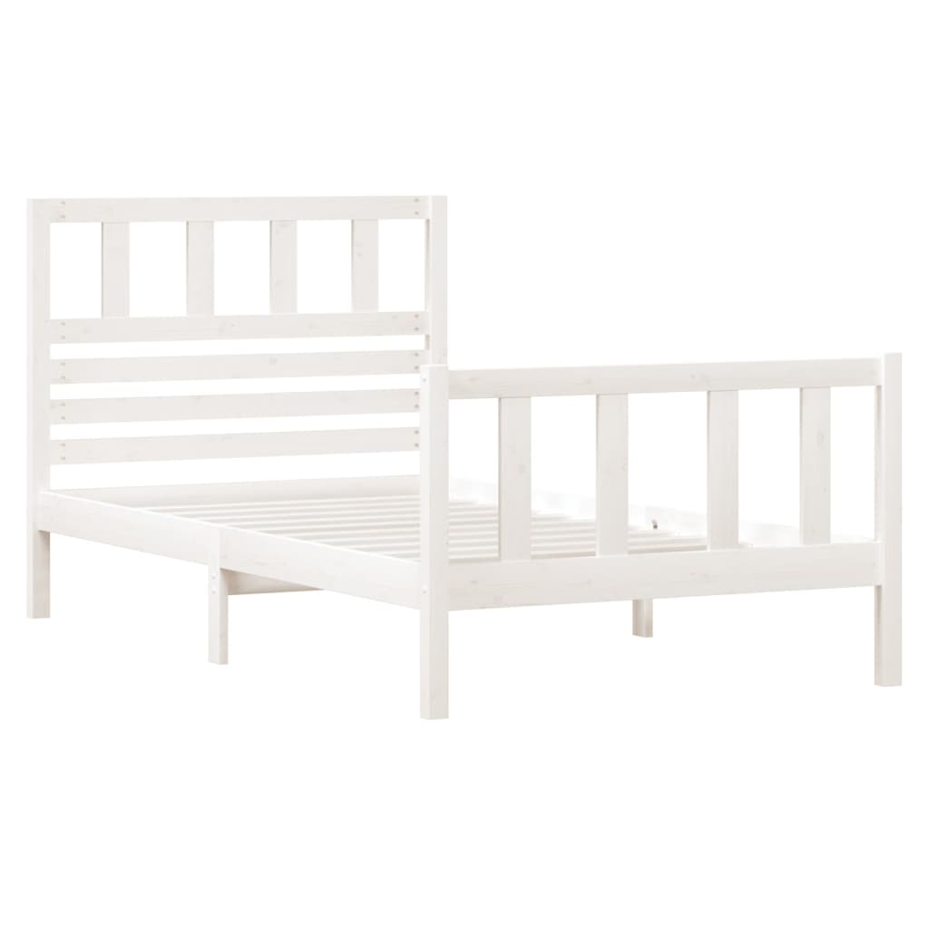 Estrutura de cama solteiro 90x190 cm madeira maciça branco