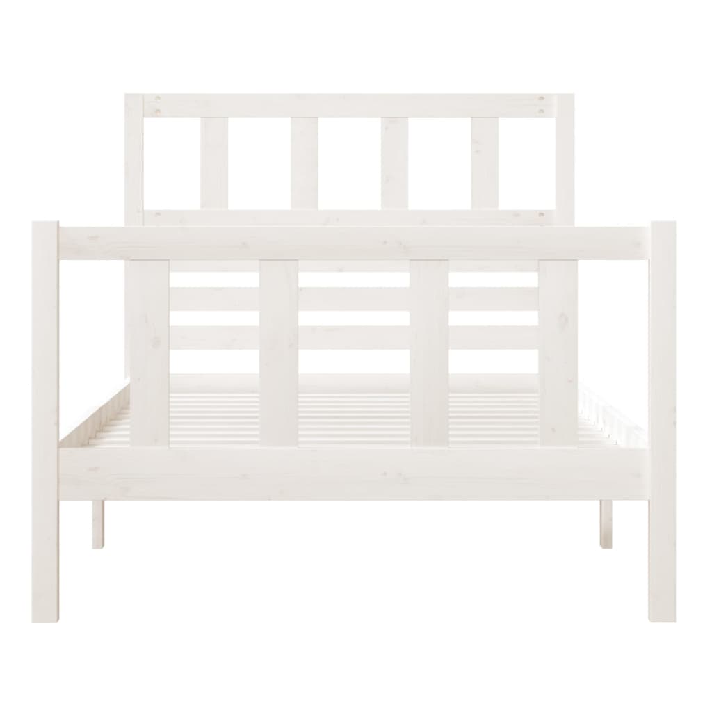 Estrutura de cama solteiro 90x190 cm madeira maciça branco