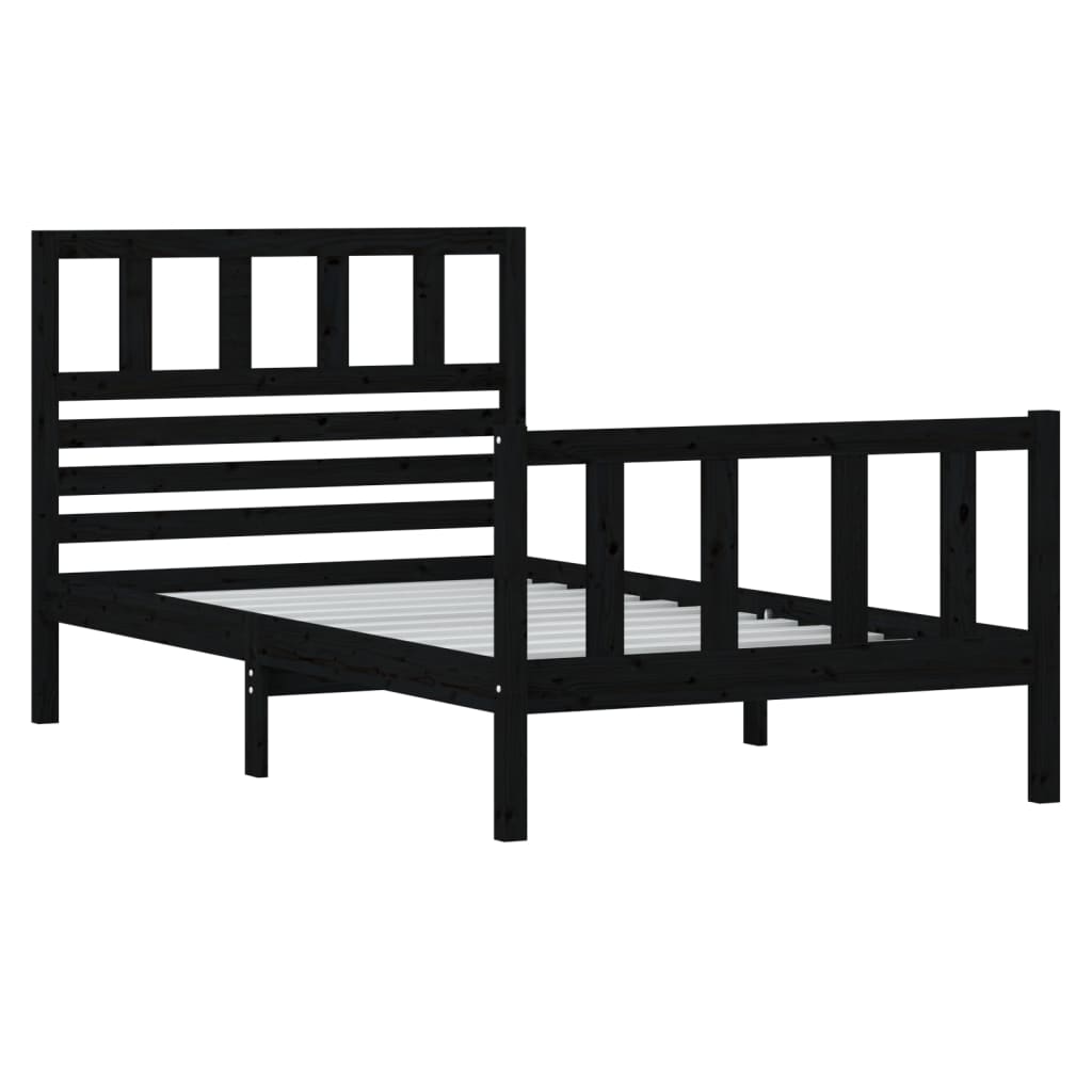 Estrutura de cama solteiro 90x190 cm madeira maciça preto