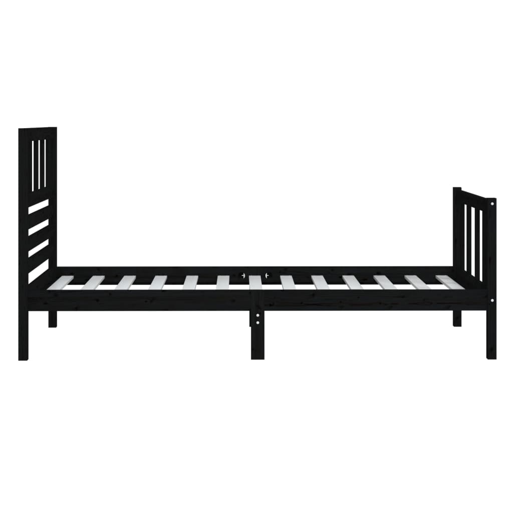 Estrutura de cama solteiro 90x190 cm madeira maciça preto