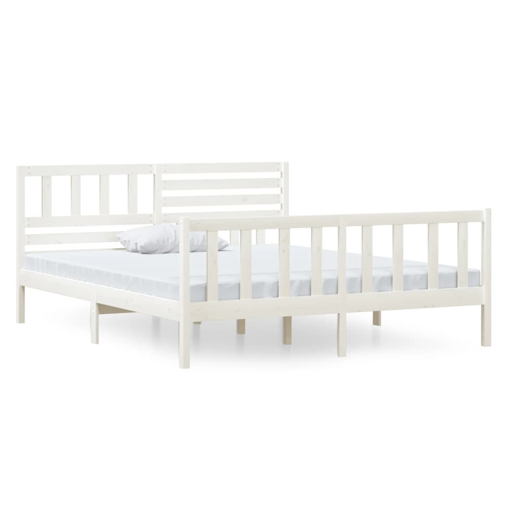 Estrutura de cama 140x190 cm madeira maciça branco