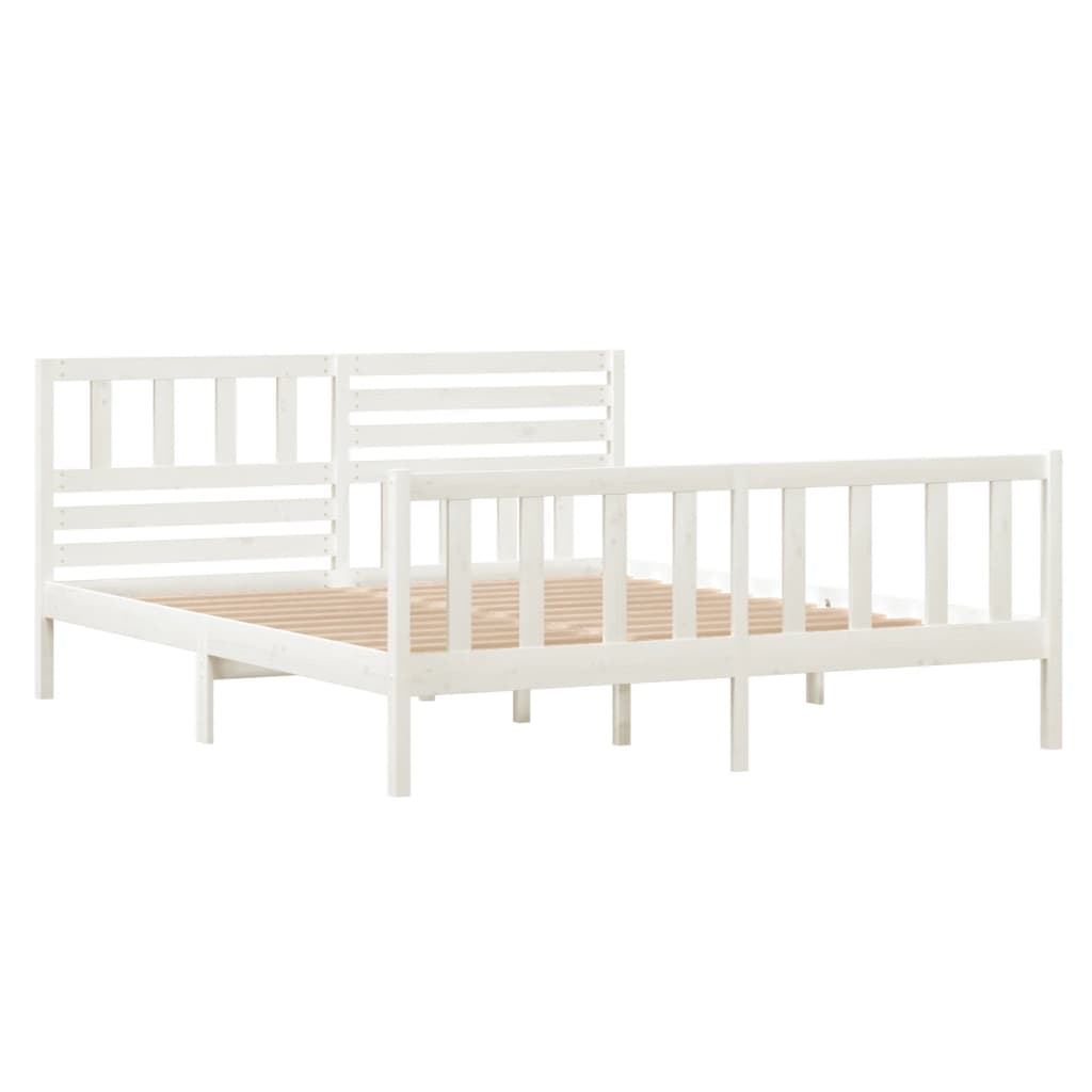 Estrutura de cama 140x190 cm madeira maciça branco