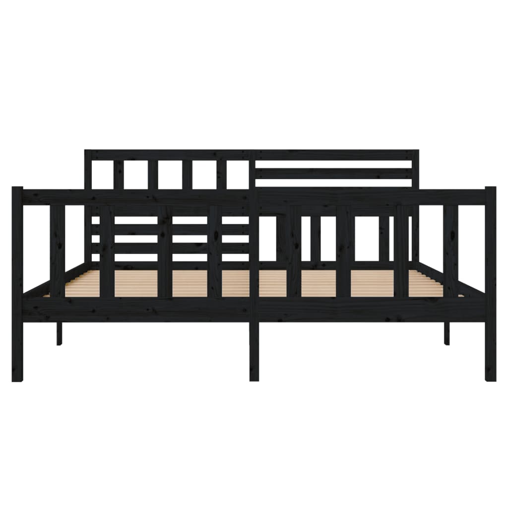 Estrutura de cama 140x190 cm madeira maciça preto