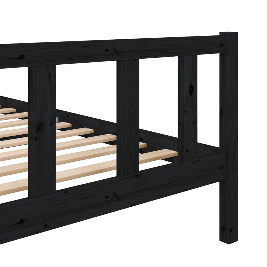 Estrutura de cama 140x190 cm madeira maciça preto