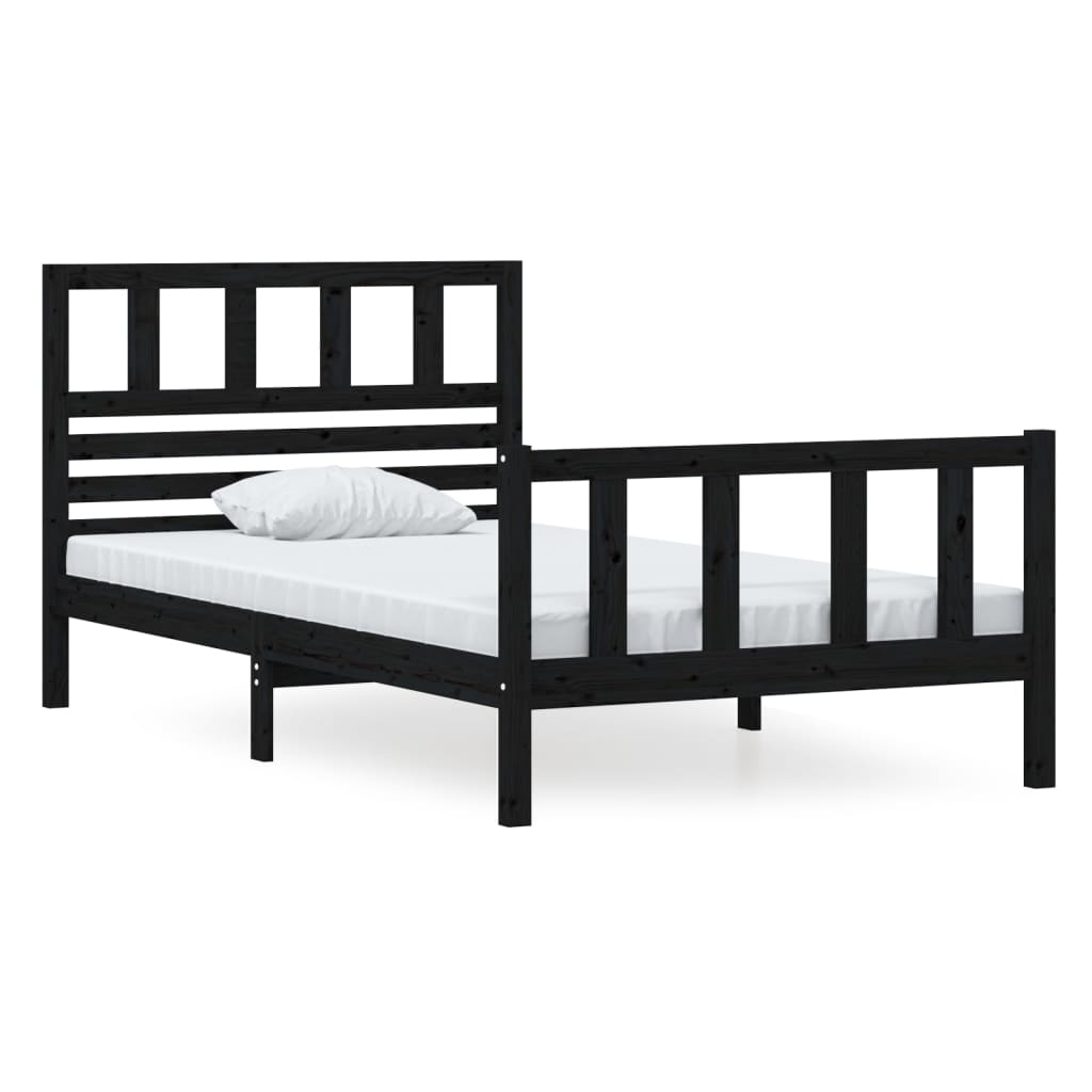 Estrutura de cama 100x200 cm madeira maciça preto