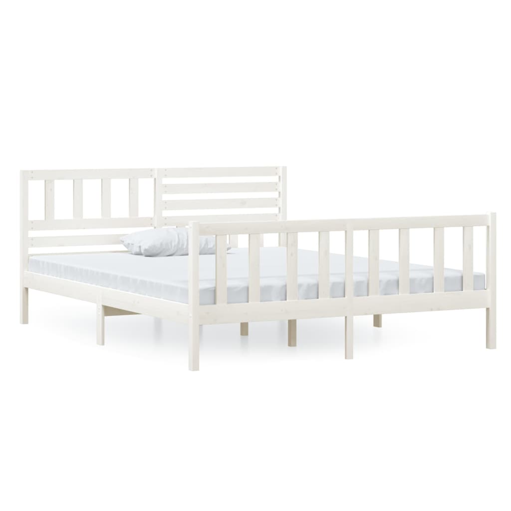 Estrutura de cama 120x200 cm madeira maciça branco