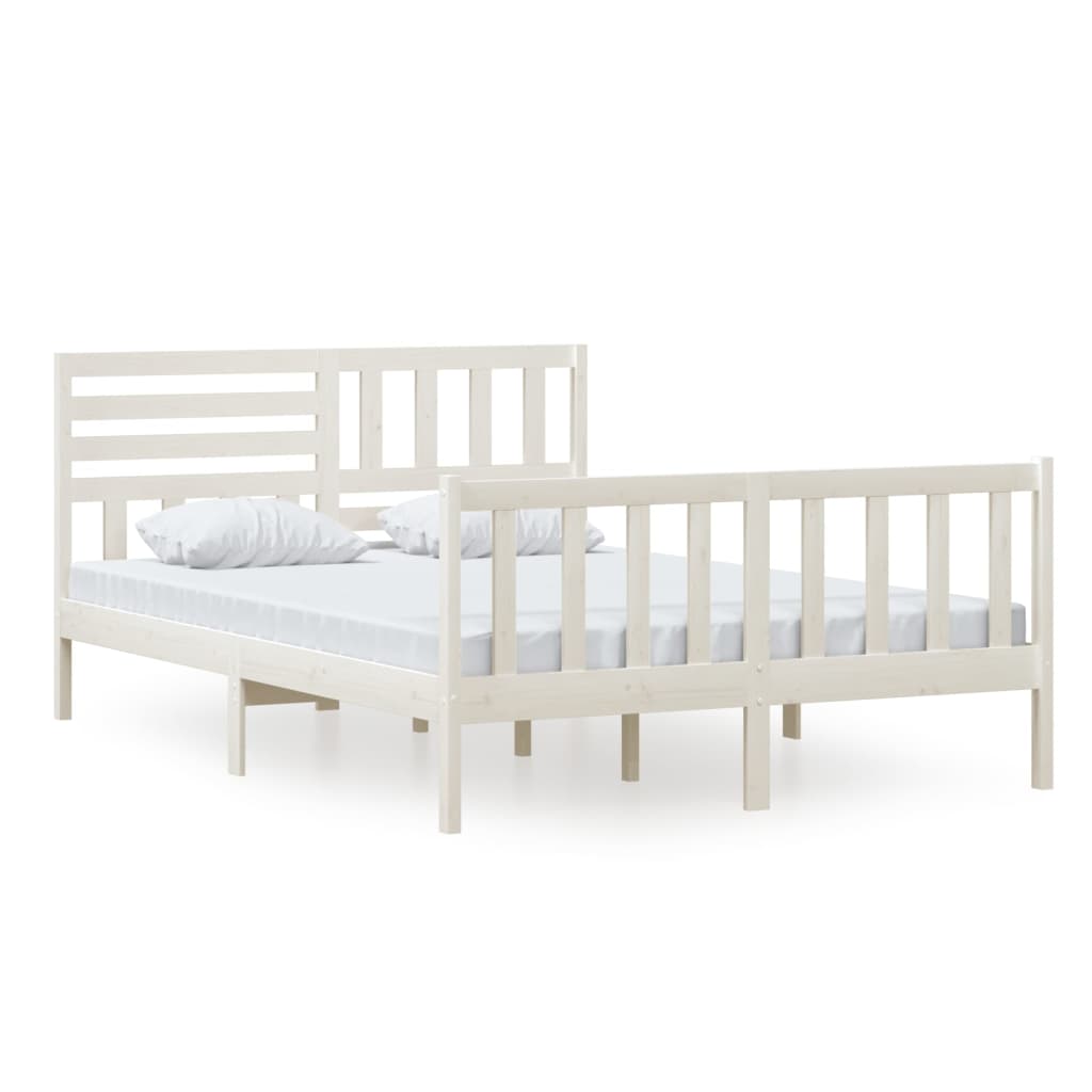 Estrutura de cama 140x200 cm madeira maciça branco