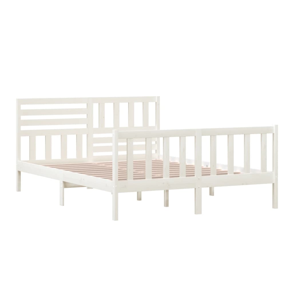 Estrutura de cama king 150x200 cm madeira maciça branco