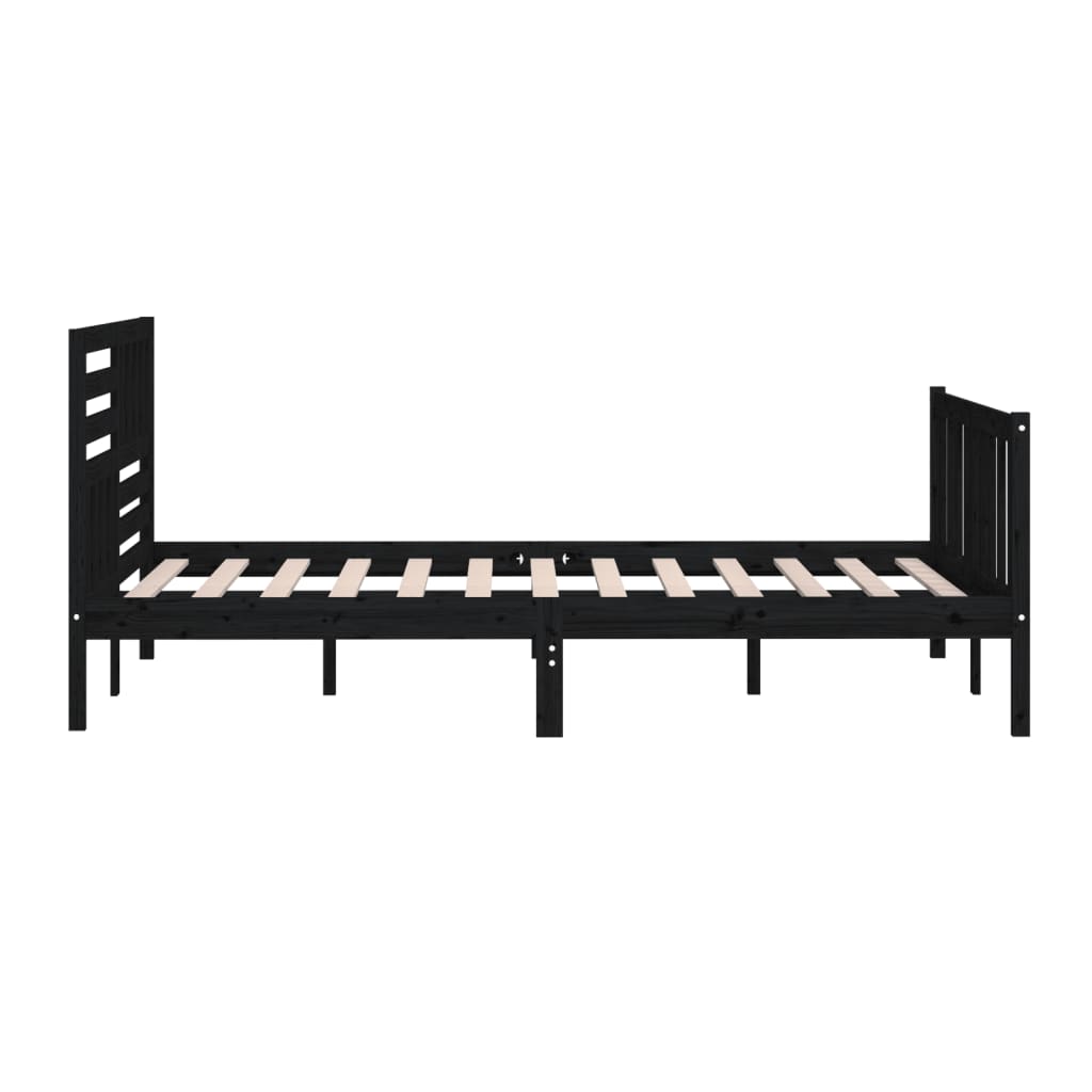 Estrutura de cama king 150x200 cm madeira maciça preto