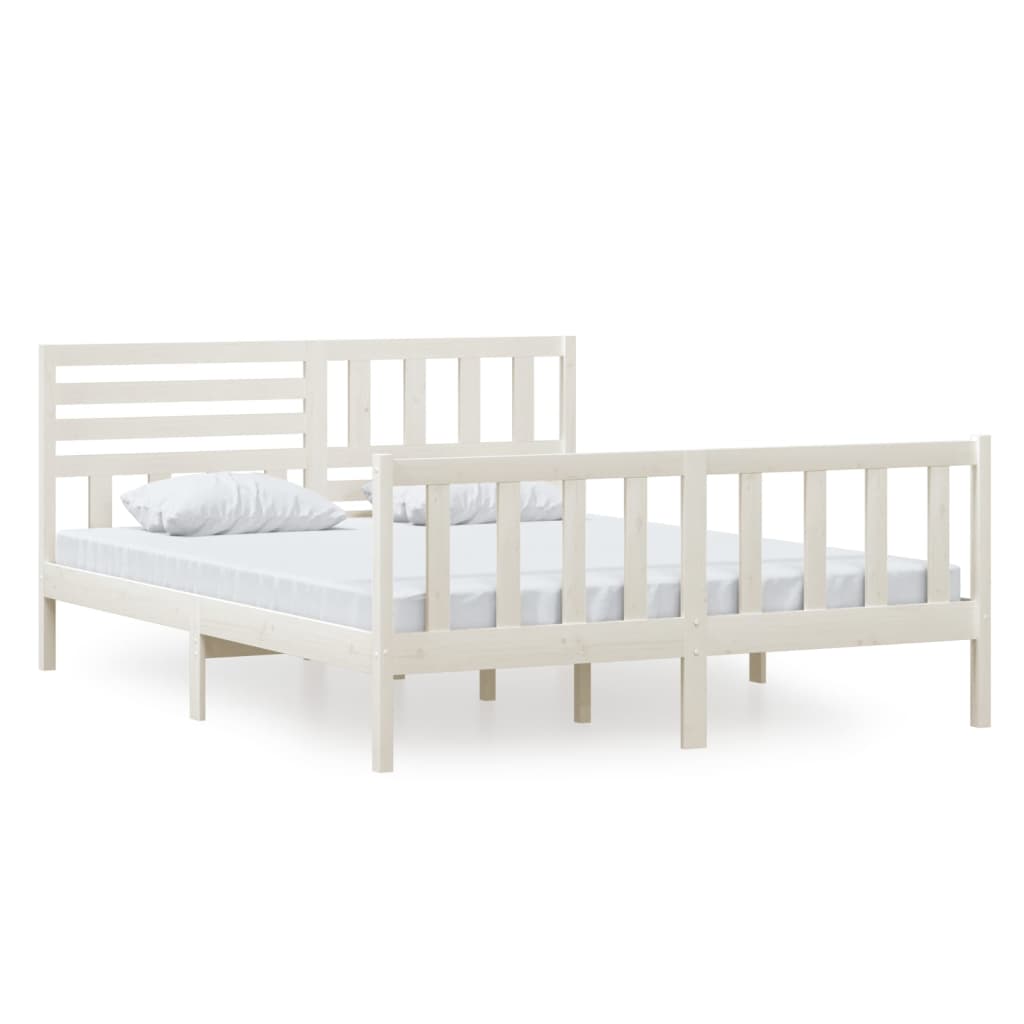 Estrutura de cama 160x200 cm madeira maciça branco