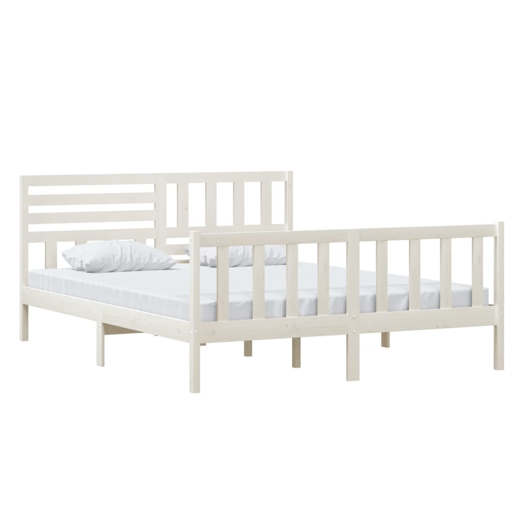 Estrutura de cama 160x200 cm madeira maciça branco