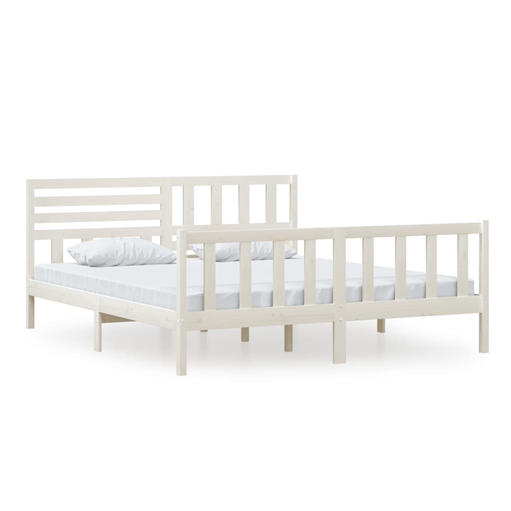 Estrutura de cama super king 180x200 cm madeira maciça branco