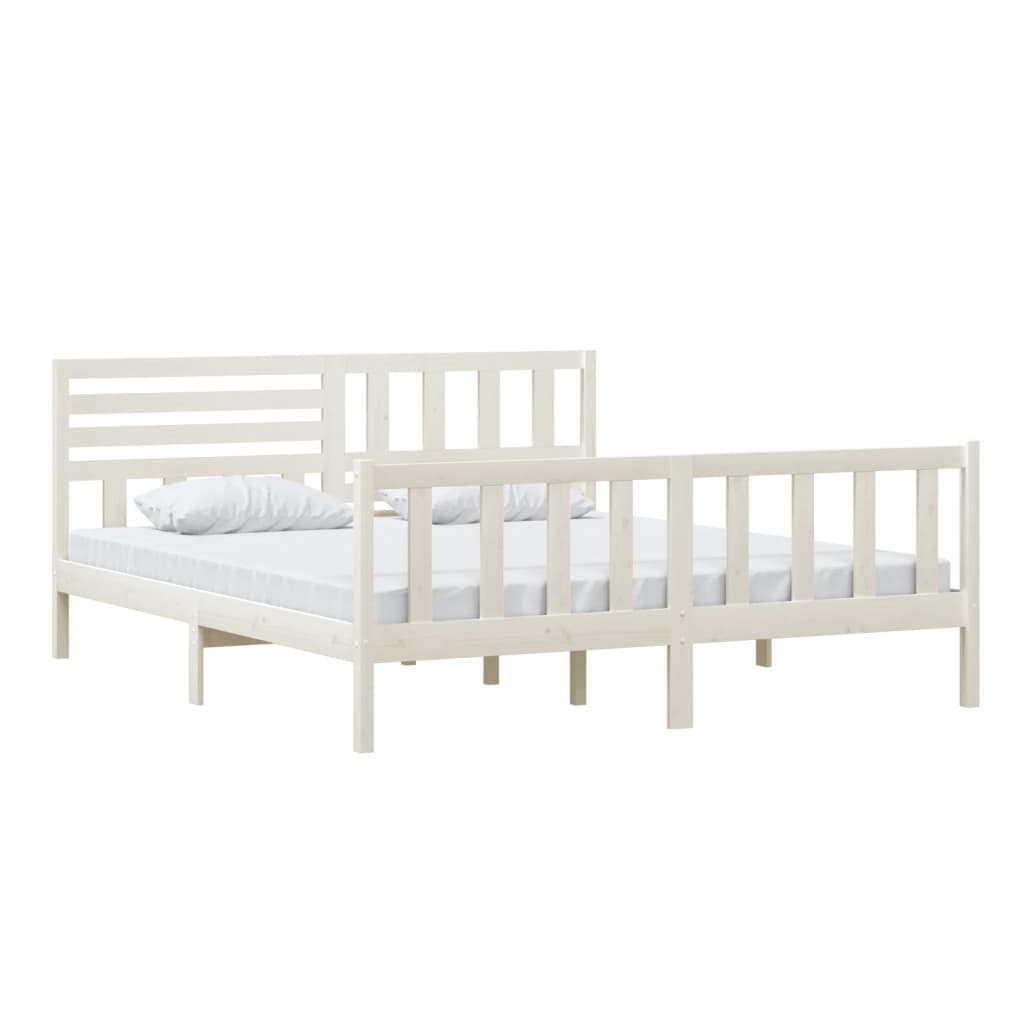 Estrutura de cama super king 180x200 cm madeira maciça branco