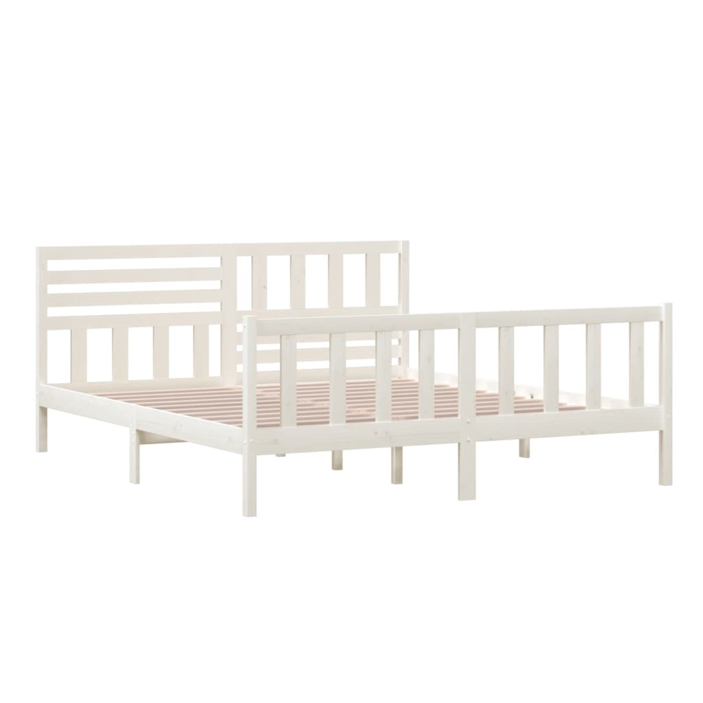 Estrutura de cama super king 180x200 cm madeira maciça branco