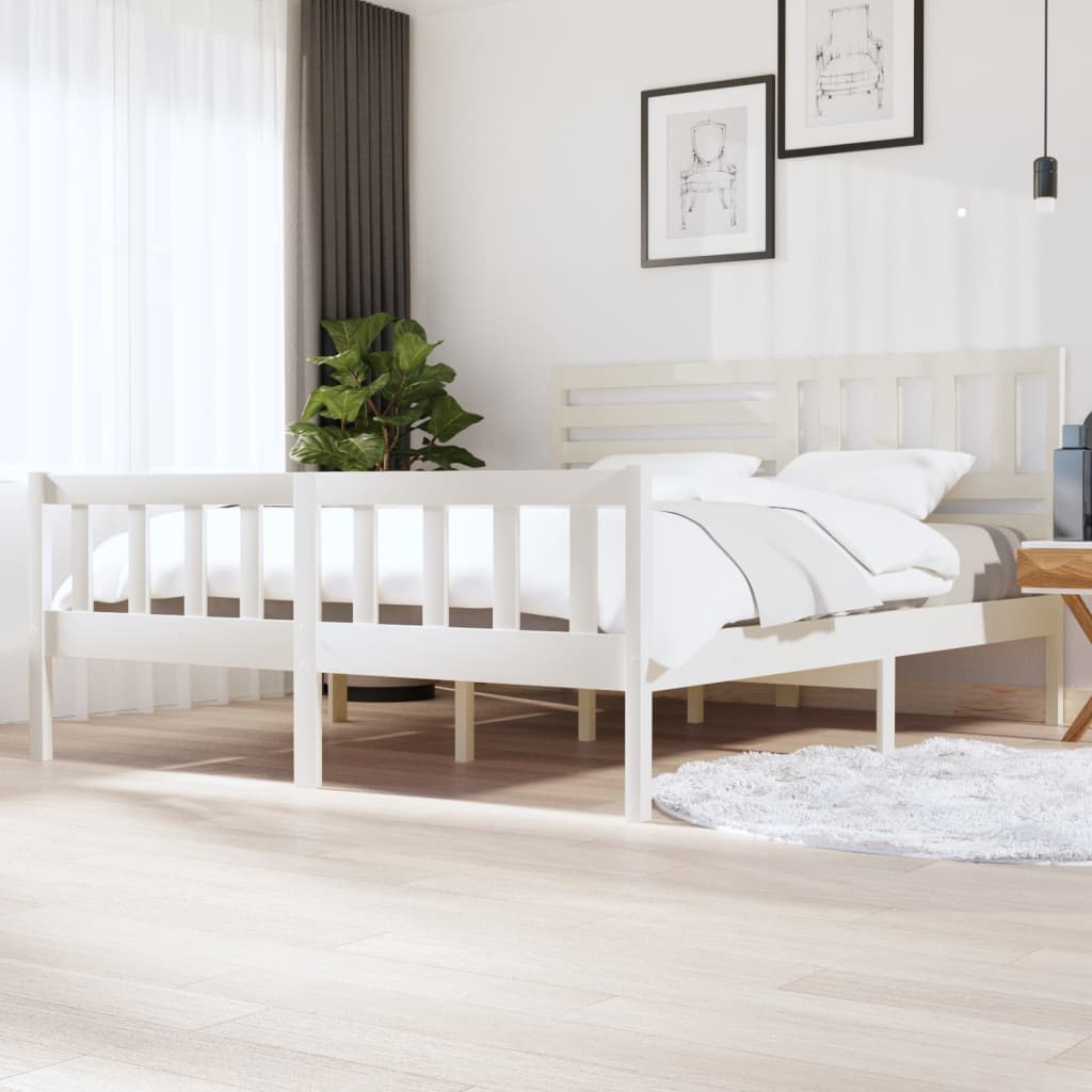 Estrutura de cama super king 180x200 cm madeira maciça branco