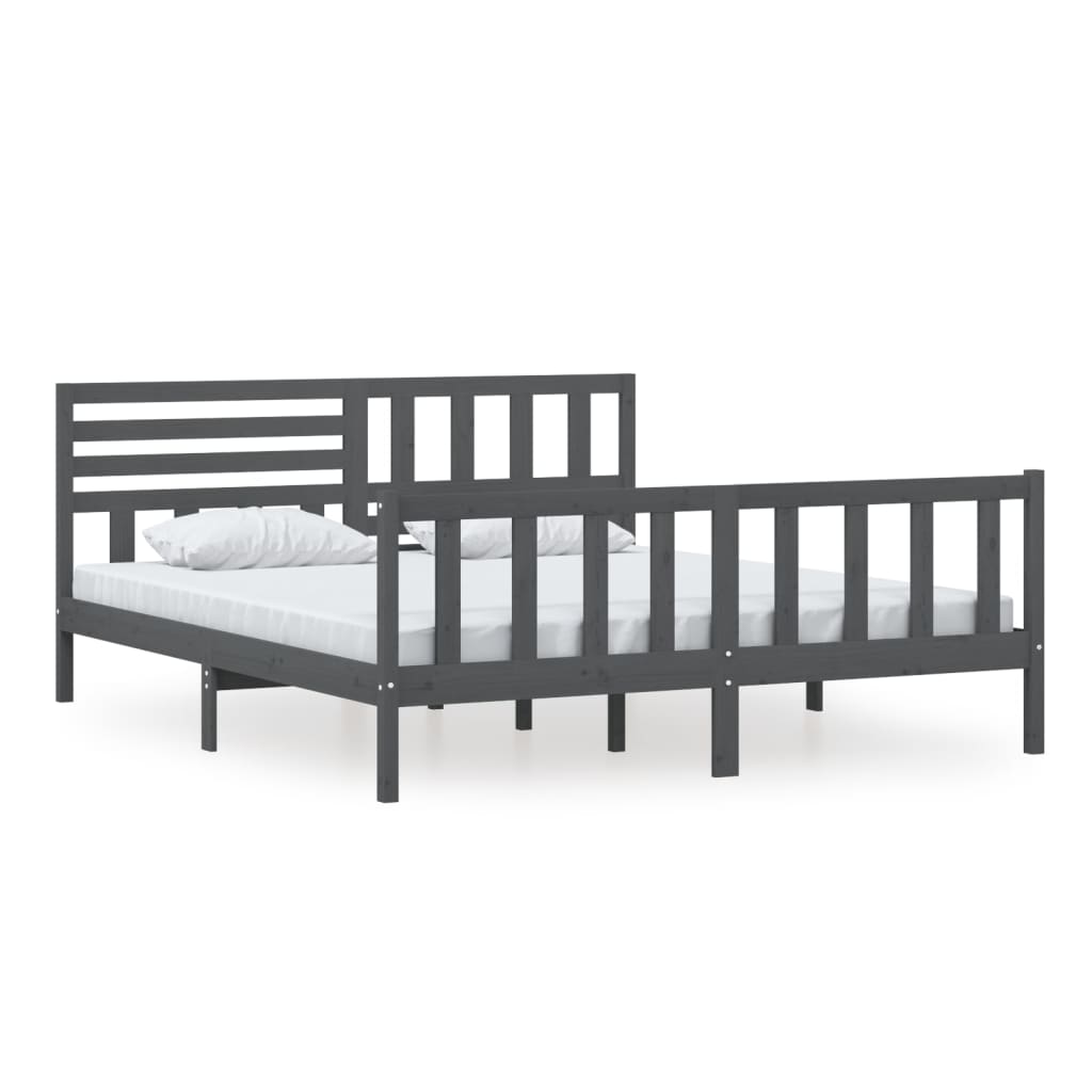 Estrutura de cama super king 180x200 cm madeira maciça cinza