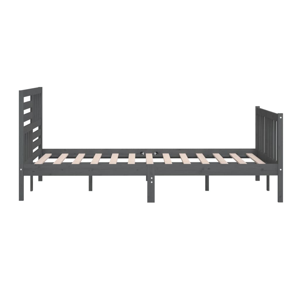 Estrutura de cama super king 180x200 cm madeira maciça cinza