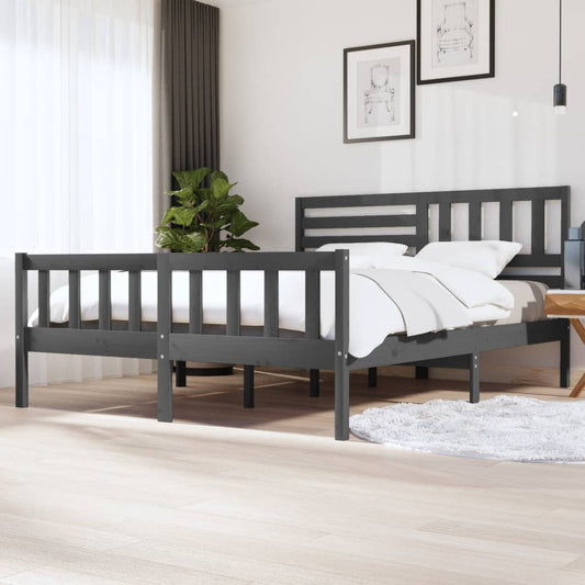 Estrutura de cama super king 180x200 cm madeira maciça cinza