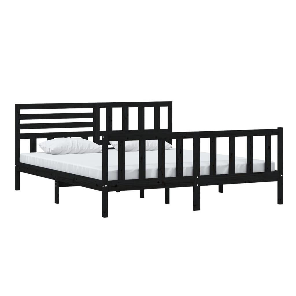 Estrutura de cama super king 180x200 cm madeira maciça preto