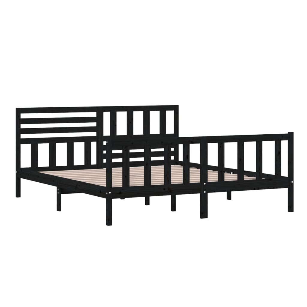 Estrutura de cama super king 180x200 cm madeira maciça preto