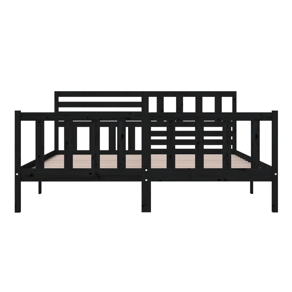 Estrutura de cama super king 180x200 cm madeira maciça preto