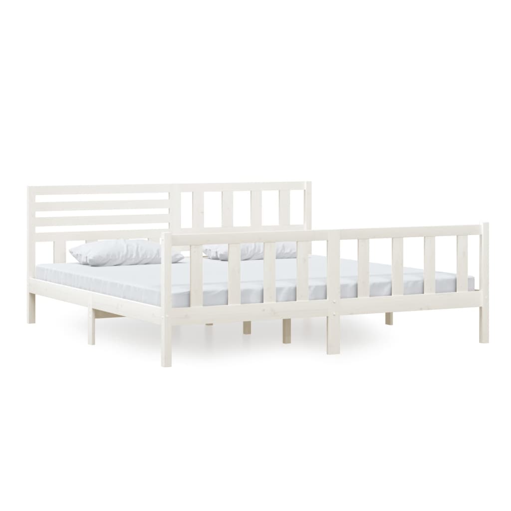 Estrutura de cama 200x200 cm madeira maciça branco