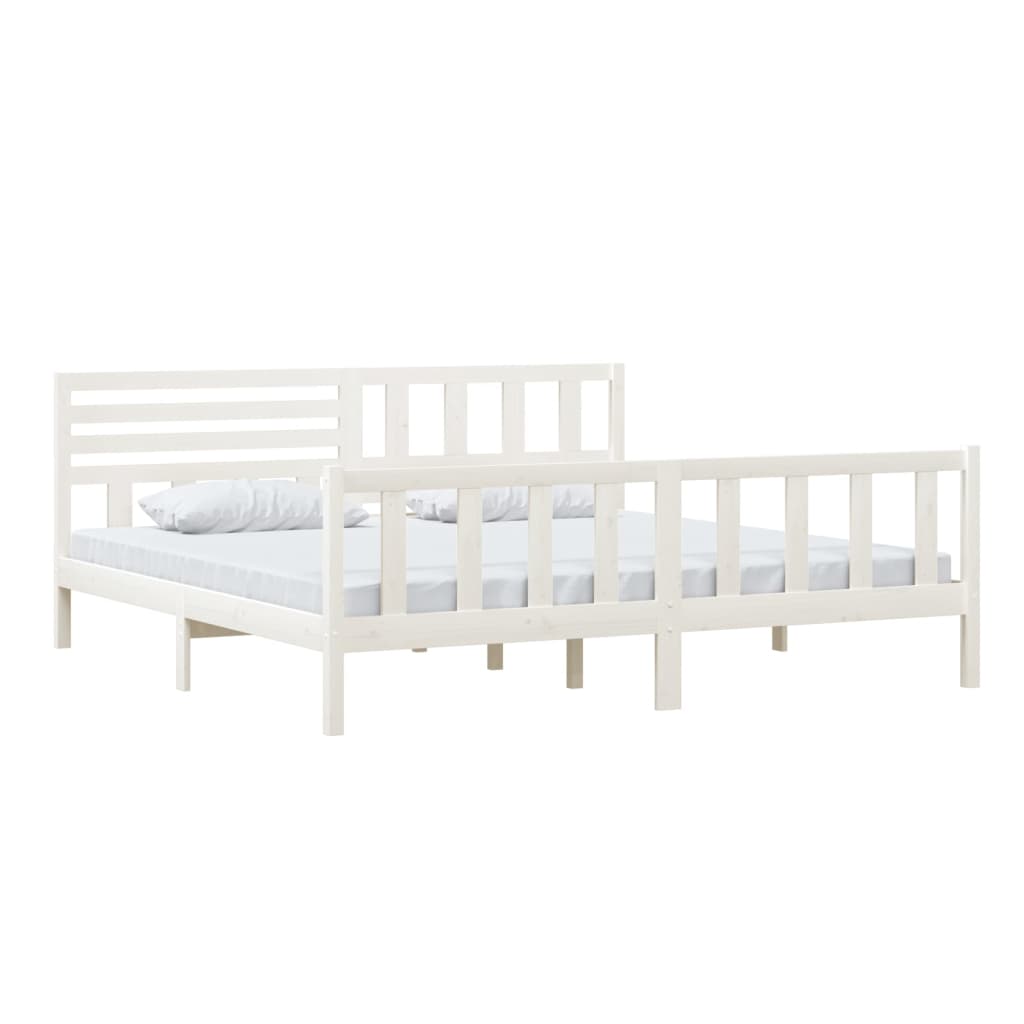 Estrutura de cama 200x200 cm madeira maciça branco