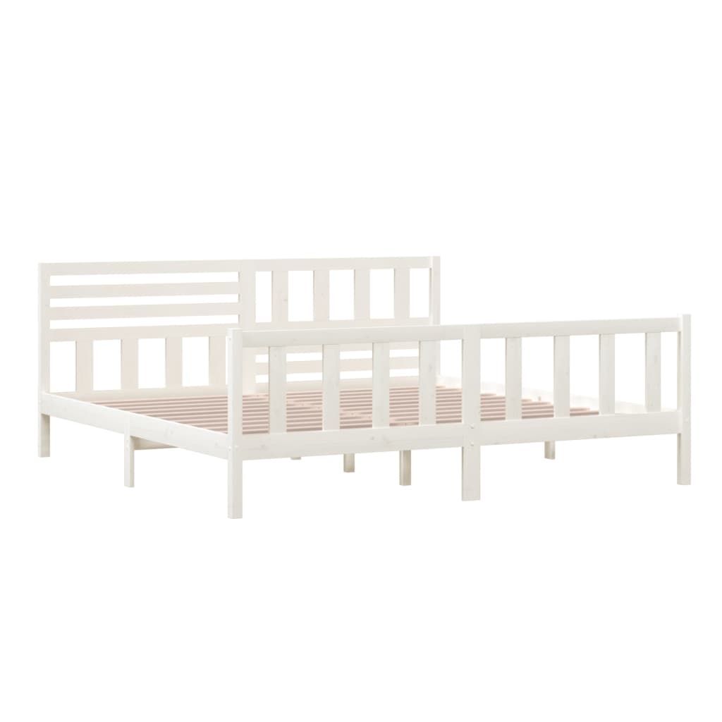 Estrutura de cama 200x200 cm madeira maciça branco