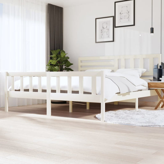 Estrutura de cama 200x200 cm madeira maciça branco