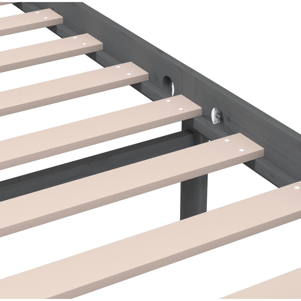 Estrutura de cama 200x200 cm madeira maciça cinzento