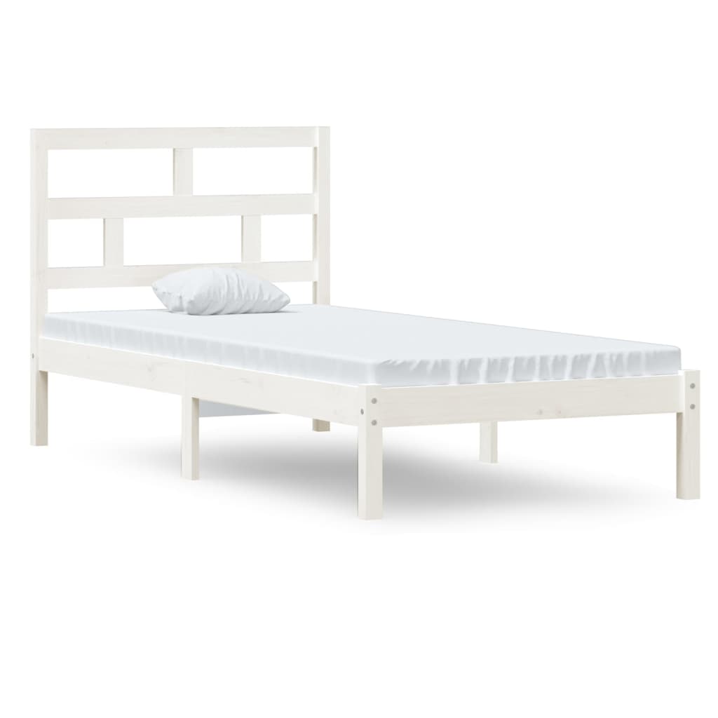 Estrutura de cama solteiro 90x190 cm madeira maciça branco