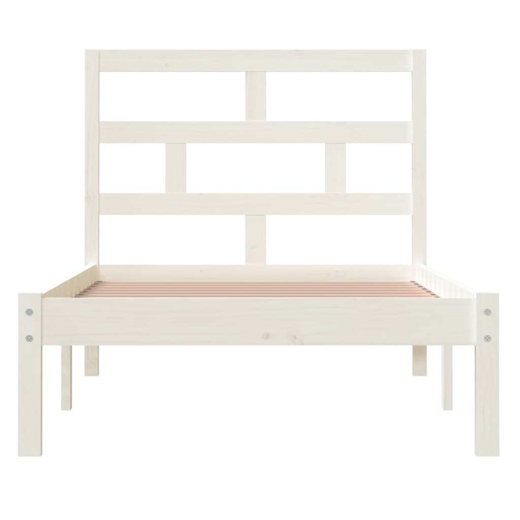 Estrutura de cama solteiro 90x190 cm madeira maciça branco